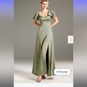 AW Bridal Green Bridesmaid Dress size 10 (Lotus Dress in Fennel Seed) NWOT